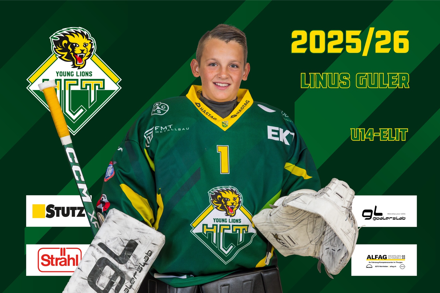 Autogrammkarte von Linus Guler für die Saison 2025/26 bei den HCT Young Lions U14-Elit